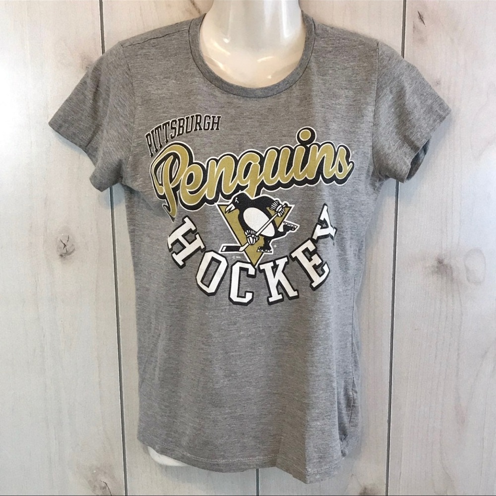 Pittsburgh Penguins Gray Logo Short Sleeve Tee T-Shirt NHL